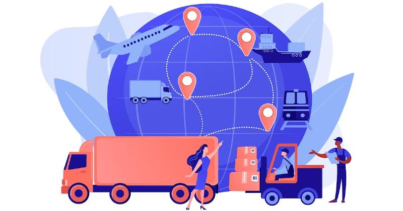 Minh họa các giai đoạn chính của vận chuyển là quá trình từ sản xuất đến tiêu dùng cuối cùng